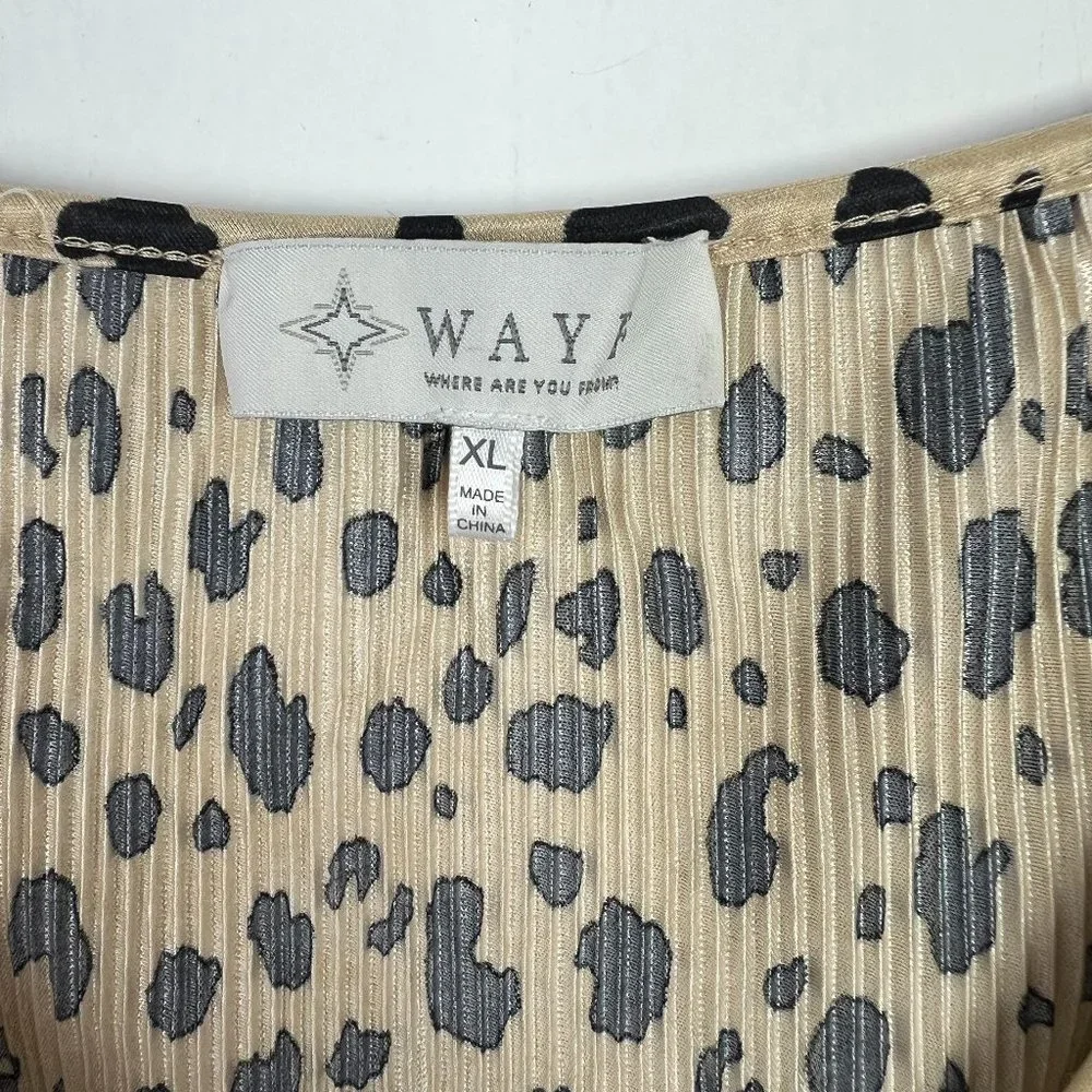 WAYF Surplice Ribbed Cheetah Print Bodysuit SleevelessSize XL EUC L2443 - Picture 4 of 10